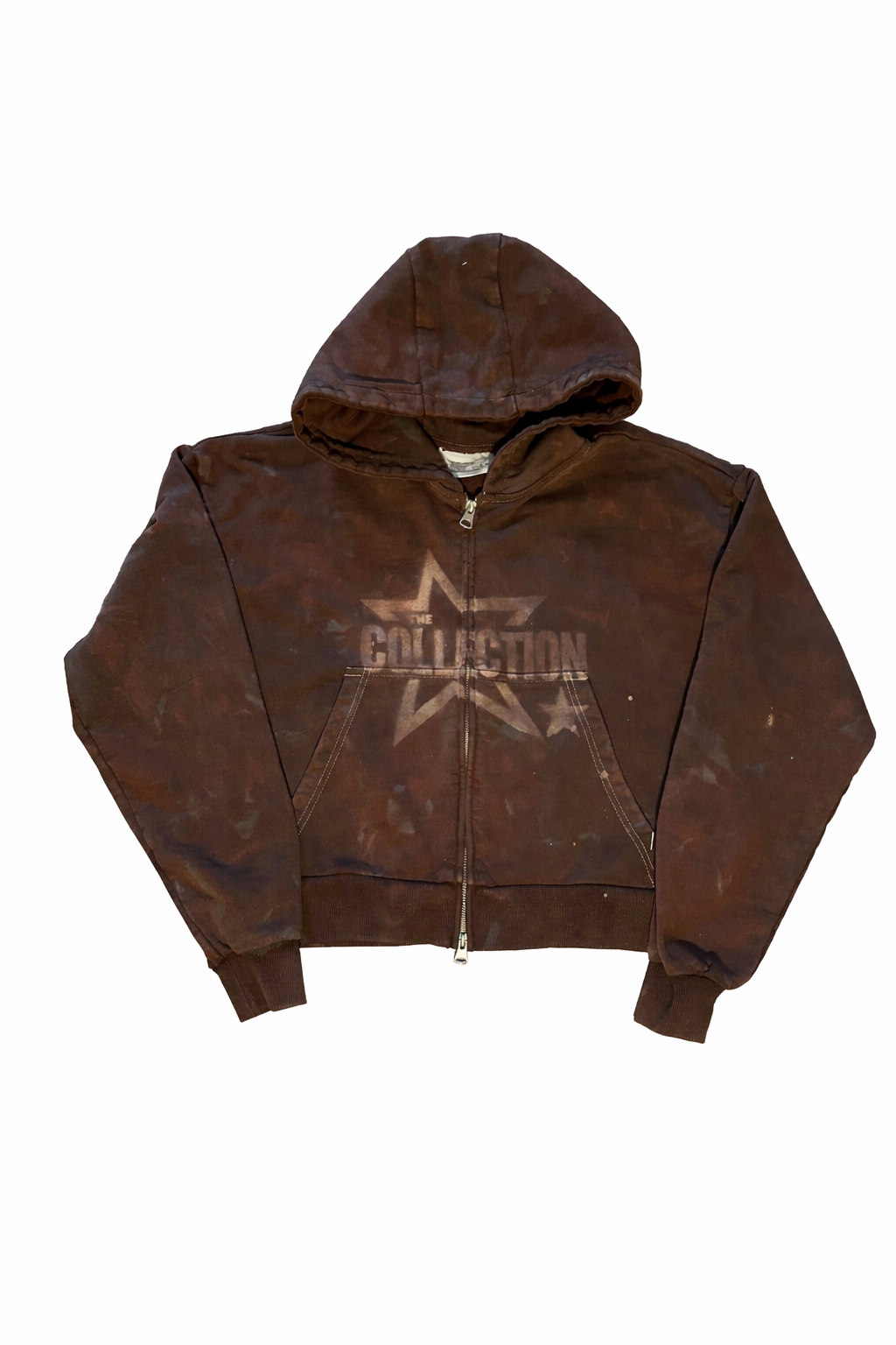 Brown Vintage wash TC cropped Zip Hoodie /// 1 of 1
