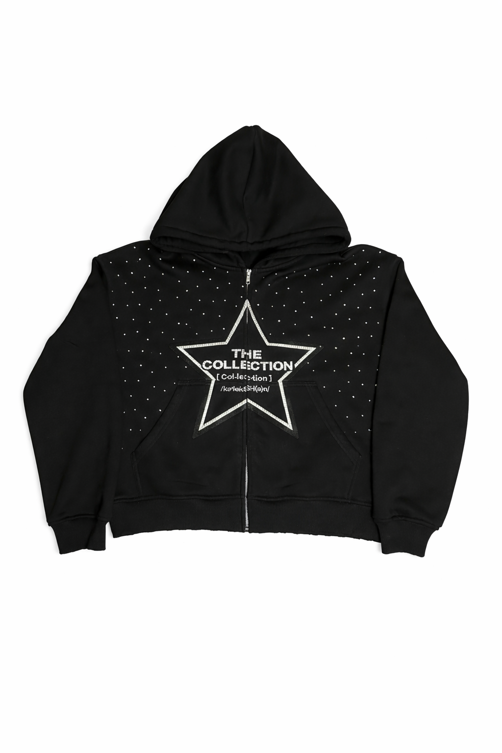 Black Star Studded TC Zip Hoodie