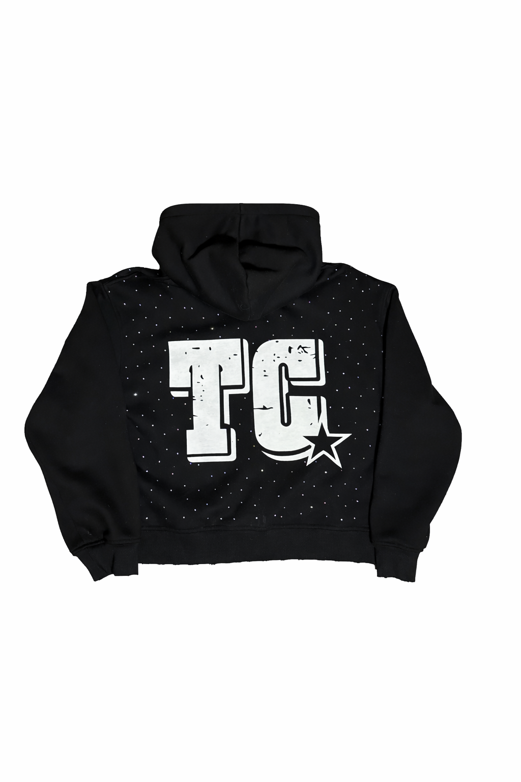 Black Star Studded TC Zip Hoodie