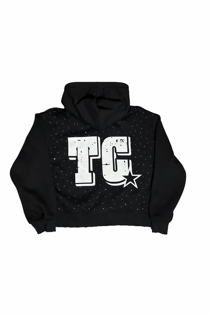 Black Star Studded TC Zip Hoodie